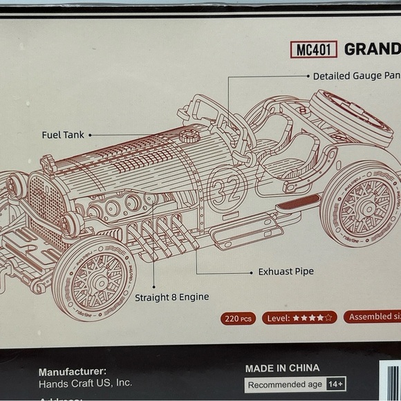 Hands Craft DIY Wooden Car Model 1910 Grand Prix ~ Wooden Car Puzzle *SEALED* - Picture 7 of 8